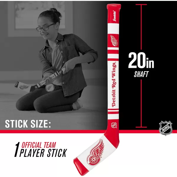Franklin Sports NHL Team Mini Soft Hockey Stick Set  NHL Team Soft Foam Mini Hockey Stick and Ball  Great Toy for KidsDetroit Red Wings