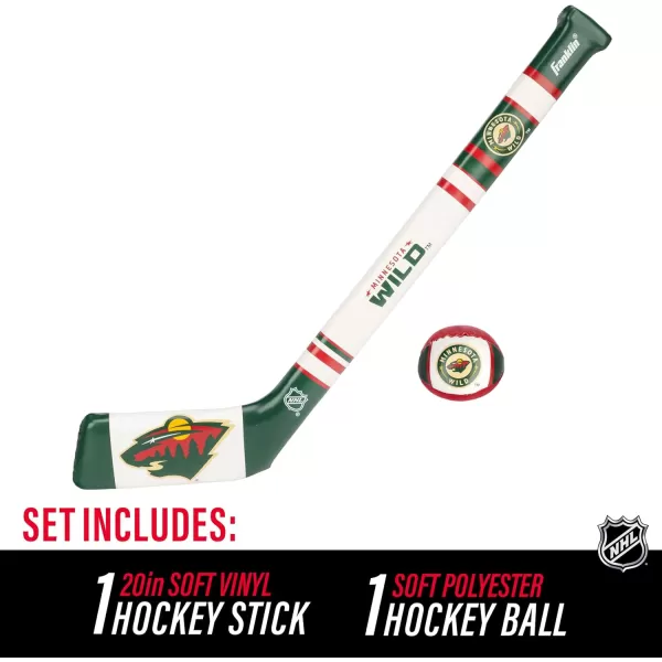 Franklin Sports NHL Team Mini Soft Hockey Stick Set  NHL Team Soft Foam Mini Hockey Stick and Ball  Great Toy for KidsMinnesota Wild