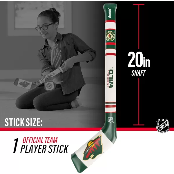 Franklin Sports NHL Team Mini Soft Hockey Stick Set  NHL Team Soft Foam Mini Hockey Stick and Ball  Great Toy for KidsMinnesota Wild