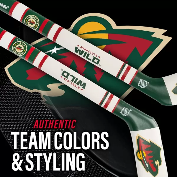 Franklin Sports NHL Team Mini Soft Hockey Stick Set  NHL Team Soft Foam Mini Hockey Stick and Ball  Great Toy for KidsMinnesota Wild