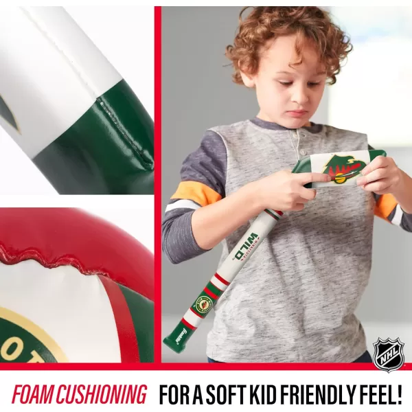 Franklin Sports NHL Team Mini Soft Hockey Stick Set  NHL Team Soft Foam Mini Hockey Stick and Ball  Great Toy for KidsMinnesota Wild