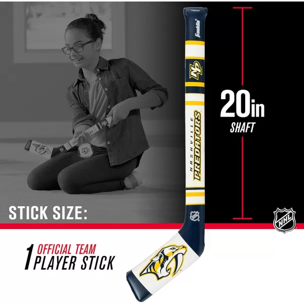 Franklin Sports NHL Team Mini Soft Hockey Stick Set  NHL Team Soft Foam Mini Hockey Stick and Ball  Great Toy for KidsNashville Predators