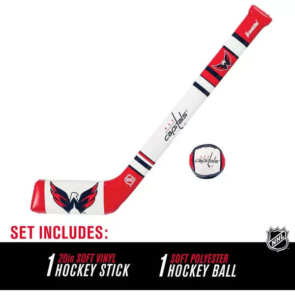 Franklin Sports NHL Team Mini Soft Hockey Stick Set  NHL Team Soft Foam Mini Hockey Stick and Ball  Great Toy for KidsWashington Capitals