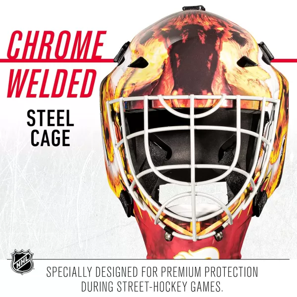 Franklin Sports Team Licensed NHL Hockey Goalie Face Mask  Goalie Mask for Kids Street Hockey  Youth NHL Team Street Hockey MasksCalgary Flames