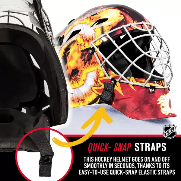 Franklin Sports Team Licensed NHL Hockey Goalie Face Mask  Goalie Mask for Kids Street Hockey  Youth NHL Team Street Hockey MasksCalgary Flames