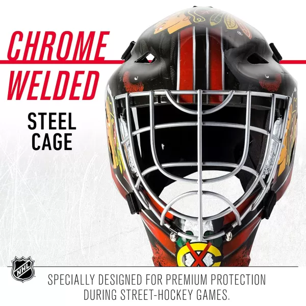 Franklin Sports Team Licensed NHL Hockey Goalie Face Mask  Goalie Mask for Kids Street Hockey  Youth NHL Team Street Hockey MasksChicago Blackhawks