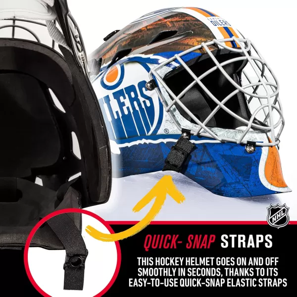 Franklin Sports Team Licensed NHL Hockey Goalie Face Mask  Goalie Mask for Kids Street Hockey  Youth NHL Team Street Hockey MasksEdmonton Oilers