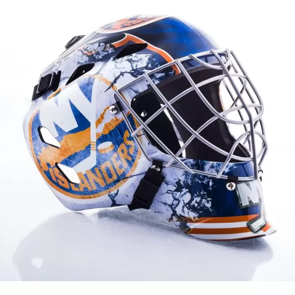 Franklin Sports Team Licensed NHL Hockey Goalie Face Mask  Goalie Mask for Kids Street Hockey  Youth NHL Team Street Hockey MasksNew York Islanders
