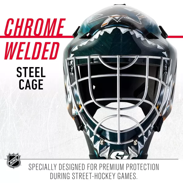 Franklin Sports Team Licensed NHL Hockey Goalie Face Mask  Goalie Mask for Kids Street Hockey  Youth NHL Team Street Hockey MasksSan Jose Sharks