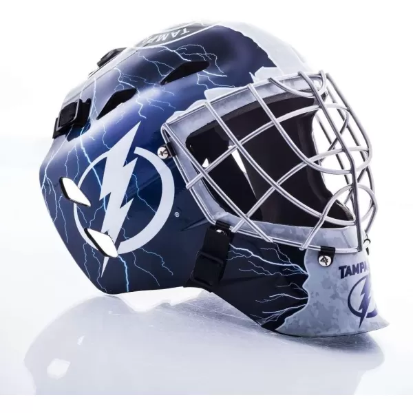 Franklin Sports Team Licensed NHL Hockey Goalie Face Mask  Goalie Mask for Kids Street Hockey  Youth NHL Team Street Hockey MasksTampa Bay Lightning