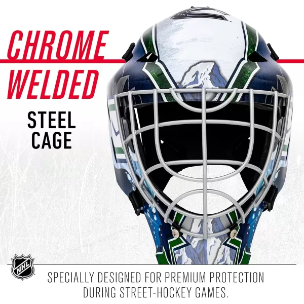 Franklin Sports Team Licensed NHL Hockey Goalie Face Mask  Goalie Mask for Kids Street Hockey  Youth NHL Team Street Hockey MasksVancouver Canucks