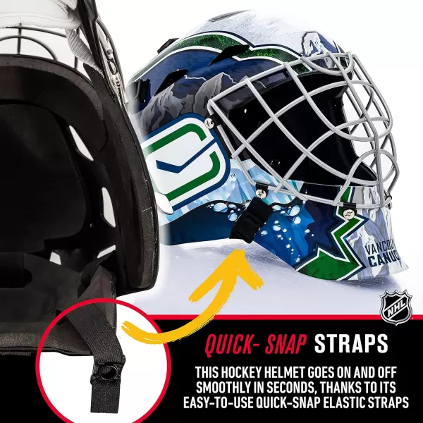 Franklin Sports Team Licensed NHL Hockey Goalie Face Mask  Goalie Mask for Kids Street Hockey  Youth NHL Team Street Hockey MasksVancouver Canucks