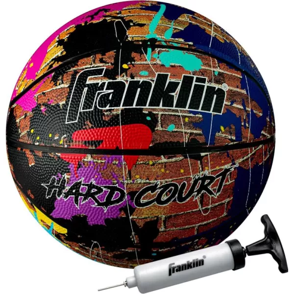 Franklin Sports Hard Court Basketball  Official Size Basketball  Indoor  Outdoor Street Basketball  295quot Rubber Basketball  Air Pump Included
