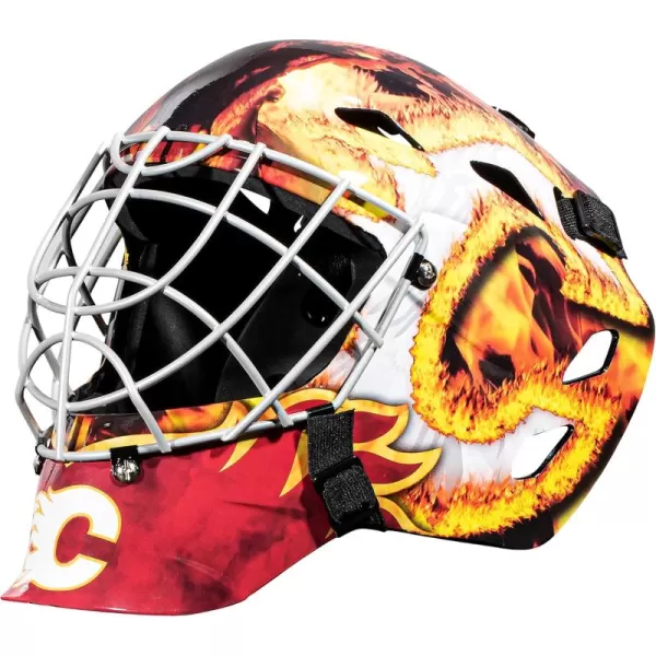 Franklin Sports Team Licensed NHL Hockey Goalie Face Mask  Goalie Mask for Kids Street Hockey  Youth NHL Team Street Hockey MasksCalgary Flames