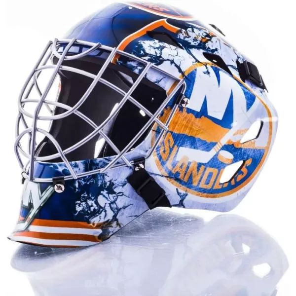 Franklin Sports Team Licensed NHL Hockey Goalie Face Mask  Goalie Mask for Kids Street Hockey  Youth NHL Team Street Hockey MasksNew York Islanders