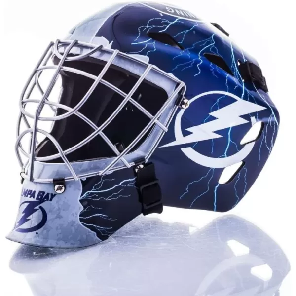 Franklin Sports Team Licensed NHL Hockey Goalie Face Mask  Goalie Mask for Kids Street Hockey  Youth NHL Team Street Hockey MasksTampa Bay Lightning