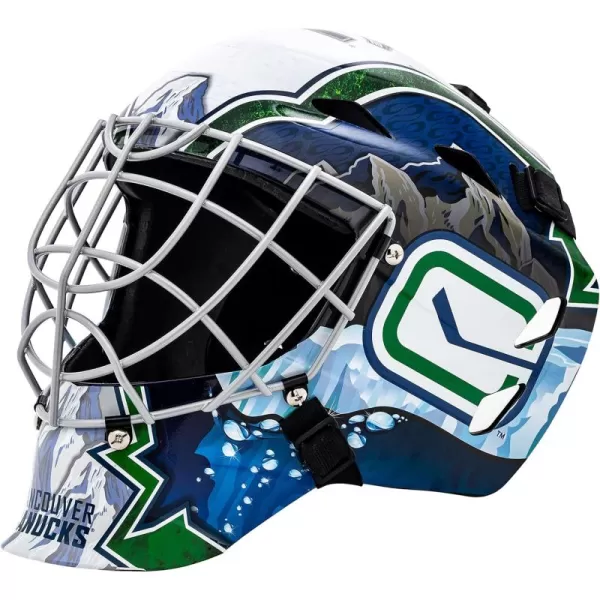 Franklin Sports Team Licensed NHL Hockey Goalie Face Mask  Goalie Mask for Kids Street Hockey  Youth NHL Team Street Hockey MasksVancouver Canucks