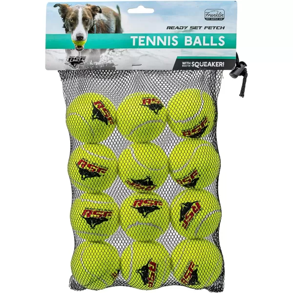 Franklin Pet Supply Squeaky Dog Tennis Balls  Ready Set Fetch Dog Toy Tennis Balls with Squeaker  Perfect Pet Toy Fetch Ball for Small Medium  Large Dogs  3 PackPack of 12