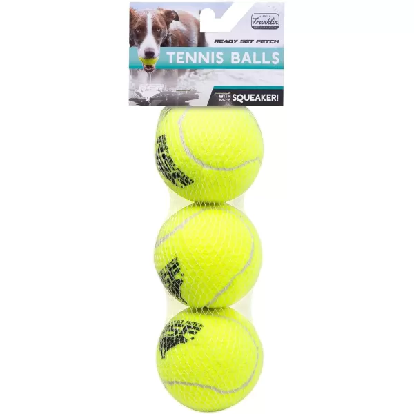 Franklin Pet Supply Squeaky Dog Tennis Balls  Ready Set Fetch Dog Toy Tennis Balls with Squeaker  Perfect Pet Toy Fetch Ball for Small Medium  Large Dogs  3 PackPack of 3