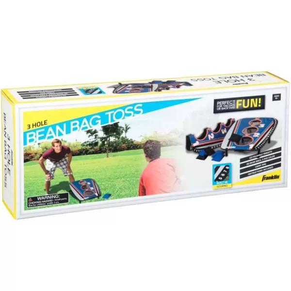 Franklin Sports Bean Bag Toss Yard Game  3 Hole Cornhole Board Set  with 6 Bean BagsBlue  Foldable