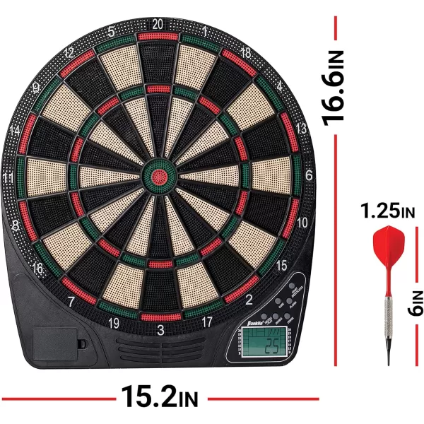 Franklin Sports Electronic Dart Board Sets  Soft Tip Electric Dartboard with Digital Scoreboard  6 Darts IncludedDartboard