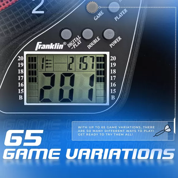 Franklin Sports Electronic Dart Board Sets  Soft Tip Electric Dartboard with Digital Scoreboard  6 Darts IncludedDartboard
