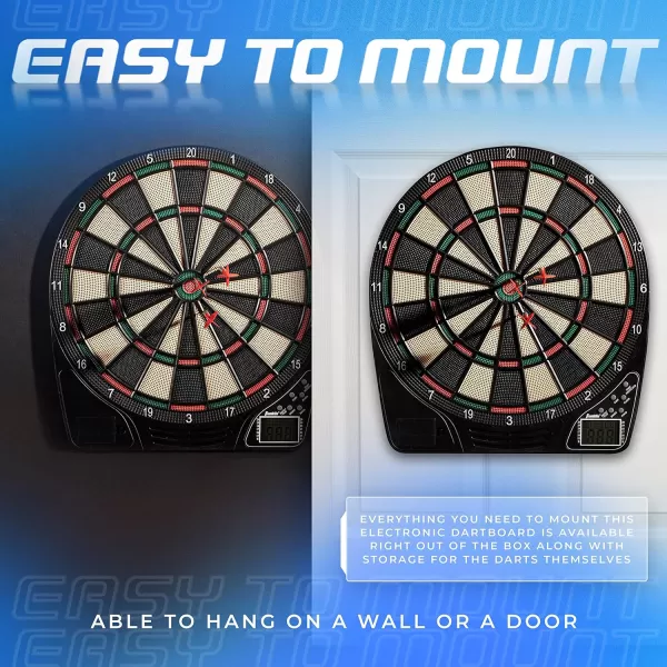Franklin Sports Electronic Dart Board Sets  Soft Tip Electric Dartboard with Digital Scoreboard  6 Darts IncludedDartboard
