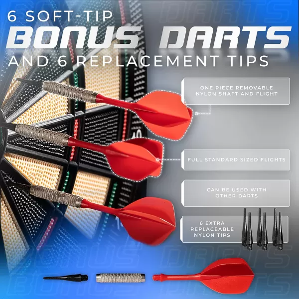 Franklin Sports Electronic Dart Board Sets  Soft Tip Electric Dartboard with Digital Scoreboard  6 Darts IncludedDartboard