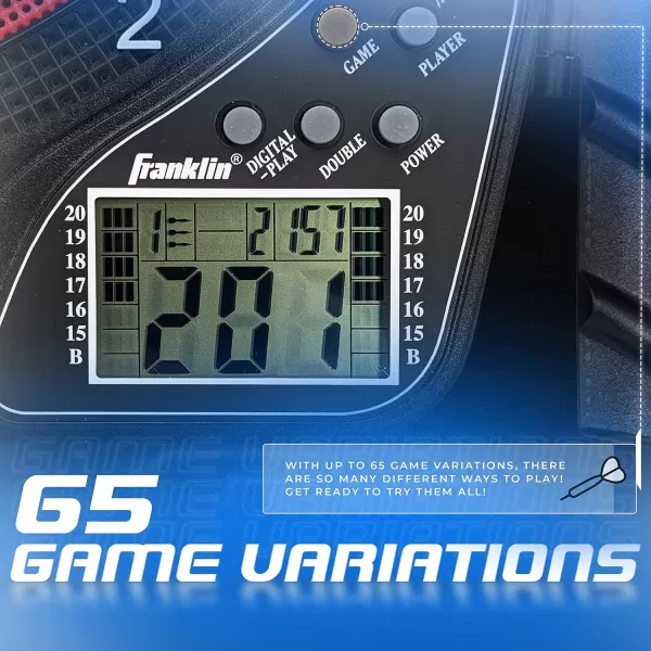 Franklin Sports Electronic Dart Board Sets  Soft Tip Electric Dartboard with Digital Scoreboard  6 Darts IncludedDartboard w Cabinet