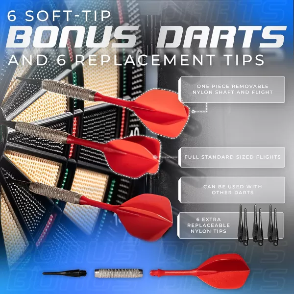 Franklin Sports Electronic Dart Board Sets  Soft Tip Electric Dartboard with Digital Scoreboard  6 Darts IncludedDartboard w Cabinet