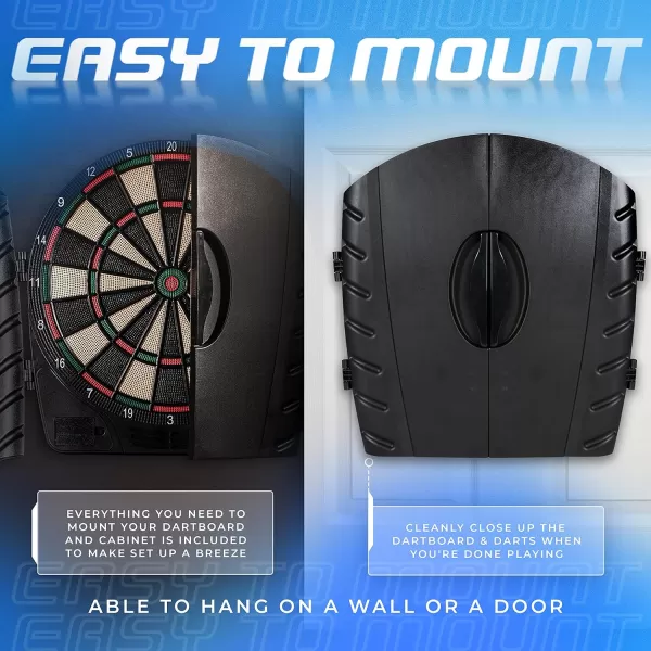 Franklin Sports Electronic Dart Board Sets  Soft Tip Electric Dartboard with Digital Scoreboard  6 Darts IncludedDartboard w Cabinet