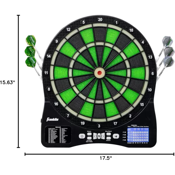 Franklin Sports Electronic Dart Board Sets  Soft Tip Electric Dartboard with Digital Scoreboard  6 Darts IncludedLight Up Dartboard