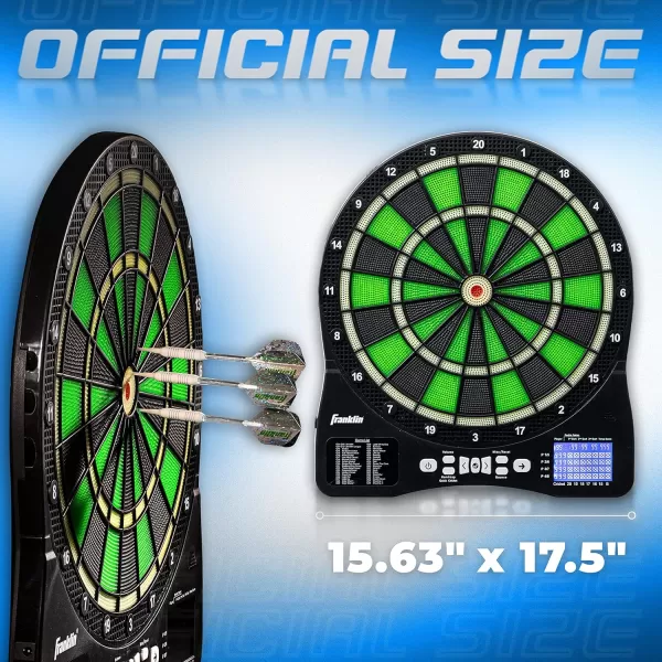 Franklin Sports Electronic Dart Board Sets  Soft Tip Electric Dartboard with Digital Scoreboard  6 Darts IncludedLight Up Dartboard