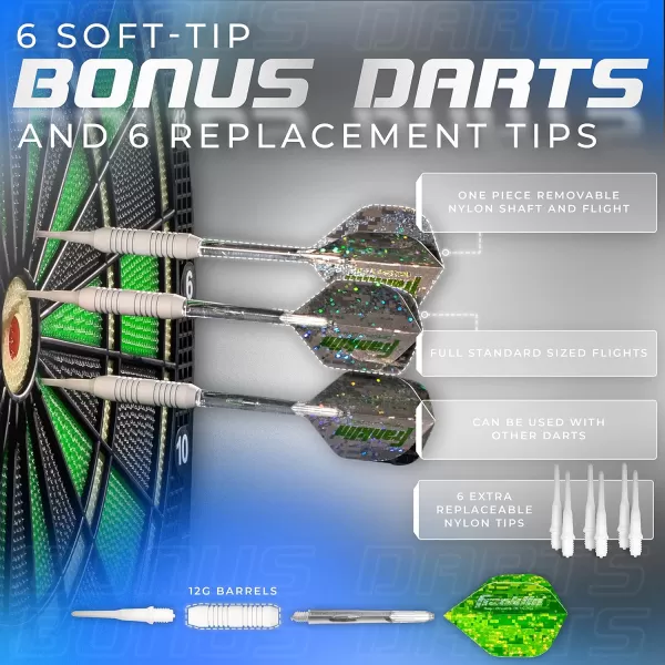 Franklin Sports Electronic Dart Board Sets  Soft Tip Electric Dartboard with Digital Scoreboard  6 Darts IncludedLight Up Dartboard