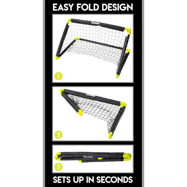 Franklin Sports Kids Mini Soccer Goal Set  Backyard  Indoor Mini Net and Ball Set with Pump  Portable Folding Youth Soccer Goal Set  Perfect Kids Toy Soccer Goal Set  36quot x 24quotBlackNeon Yellow