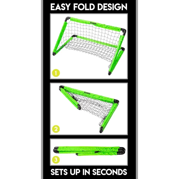 Franklin Sports Kids Mini Soccer Goal Set  Backyard  Indoor Mini Net and Ball Set with Pump  Portable Folding Youth Soccer Goal Set  Perfect Kids Toy Soccer Goal Set  36quot x 24quotGreen