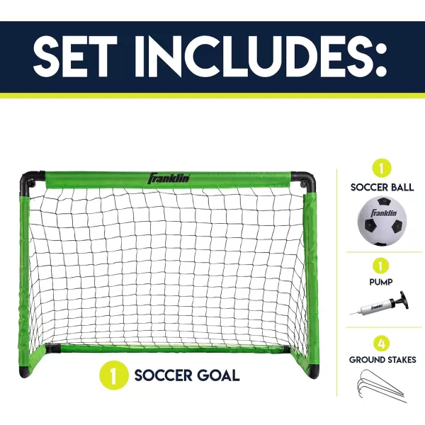 Franklin Sports Kids Mini Soccer Goal Set  Backyard  Indoor Mini Net and Ball Set with Pump  Portable Folding Youth Soccer Goal Set  Perfect Kids Toy Soccer Goal Set  36quot x 24quotGreen
