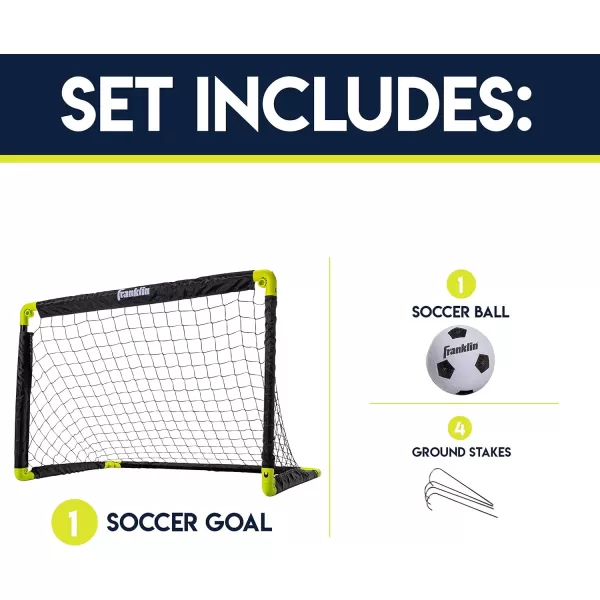 Franklin Sports Kids Mini Soccer Goal Set  Backyard  Indoor Mini Net and Ball Set with Pump  Portable Folding Youth Soccer Goal Set  Perfect Kids Toy Soccer Goal Set  36quot x 24quotBlackNeon Yellow