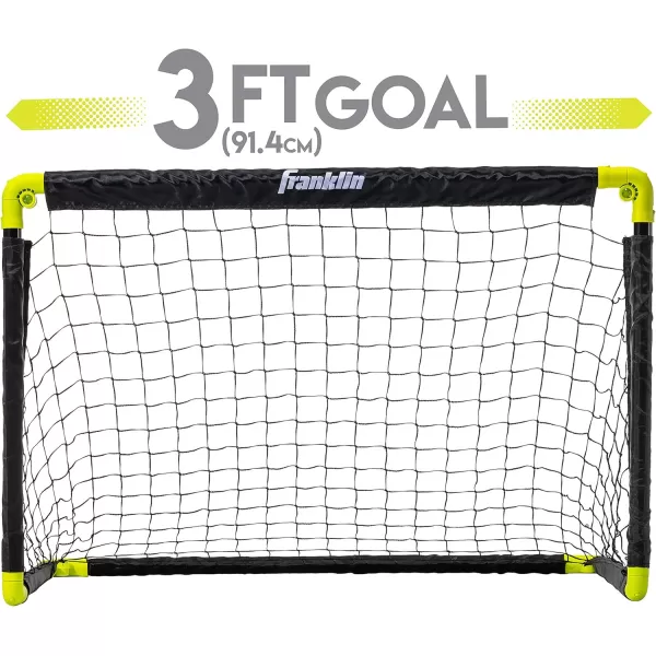 Franklin Sports Kids Mini Soccer Goal Set  Backyard  Indoor Mini Net and Ball Set with Pump  Portable Folding Youth Soccer Goal Set  Perfect Kids Toy Soccer Goal Set  36quot x 24quotBlackNeon Yellow
