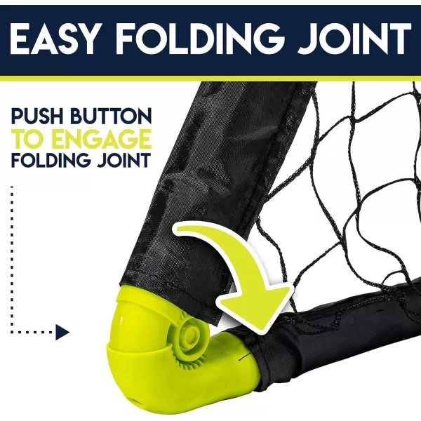 Franklin Sports Kids Mini Soccer Goal Set  Backyard  Indoor Mini Net and Ball Set with Pump  Portable Folding Youth Soccer Goal Set  Perfect Kids Toy Soccer Goal Set  36quot x 24quotBlackNeon Yellow