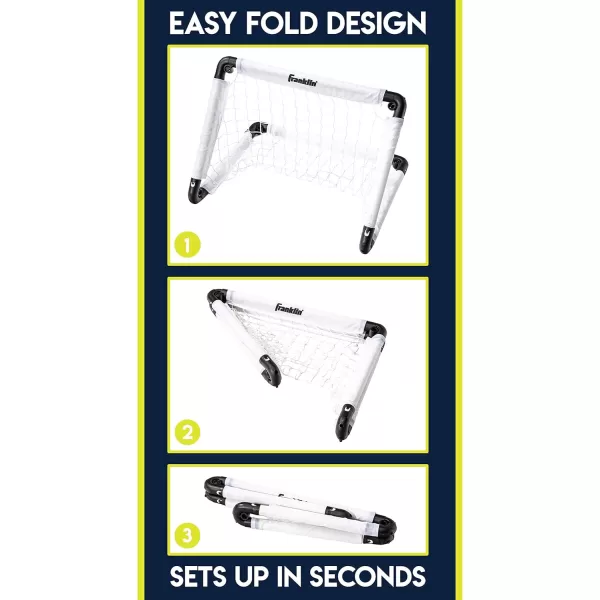 Franklin Sports Kids Mini Soccer Goal Set  BackyardIndoor Mini Net and Ball with Pump  22quot x 17quot Goal Size WhiteBlack