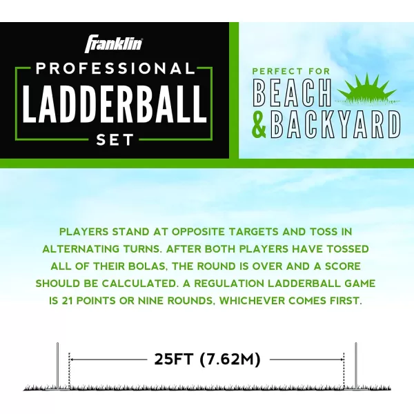 Franklin Sports Ladder Ball Set  Includes 2 Ladder Ball Targets with Weighted Bases and 6 Bolas  Ladder Golf Toss Outdoor Game For Beach or Backyard Fun  Professional American and Family Set OptionsProfessional