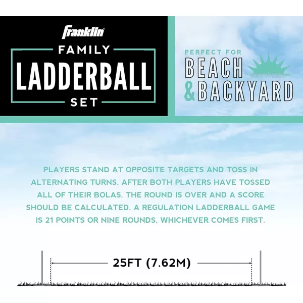 Franklin Sports Ladder Ball Set  Includes 2 Ladder Ball Targets with Weighted Bases and 6 Bolas  Ladder Golf Toss Outdoor Game For Beach or Backyard Fun  Professional American and Family Set OptionsFamily