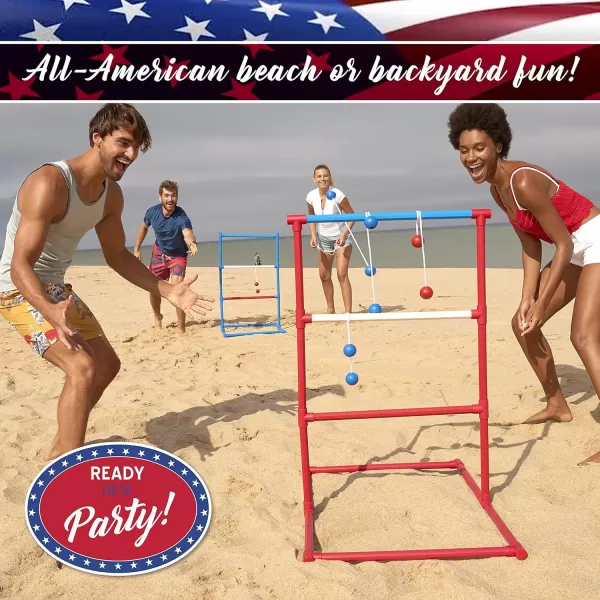 Franklin Sports Ladder Ball Set  Includes 2 Ladder Ball Targets with Weighted Bases and 6 Bolas  Ladder Golf Toss Outdoor Game For Beach or Backyard Fun  Professional American and Family Set OptionsAmerican
