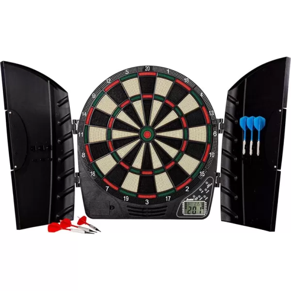 Franklin Sports Electronic Dart Board Sets  Soft Tip Electric Dartboard with Digital Scoreboard  6 Darts IncludedDartboard w Cabinet