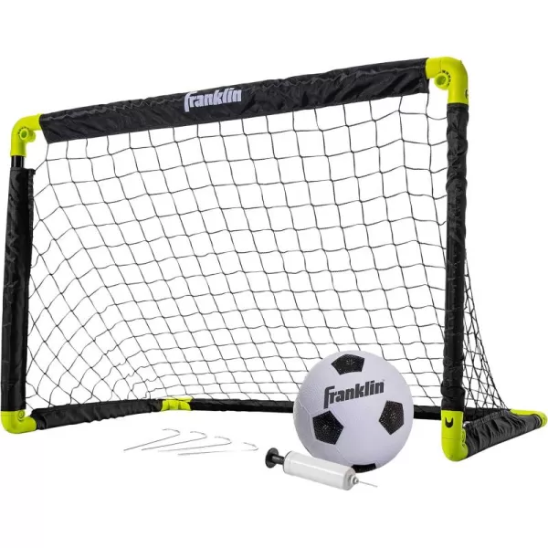 Franklin Sports Kids Mini Soccer Goal Set  Backyard  Indoor Mini Net and Ball Set with Pump  Portable Folding Youth Soccer Goal Set  Perfect Kids Toy Soccer Goal Set  36quot x 24quotBlackNeon Yellow