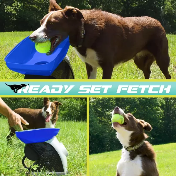 Franklin Pet Ready Set Fetch Automatic Tennis Ball Launcher Dog Toy  Official Size Tennis Ball Thrower  Interactive ToyBlueBlack
