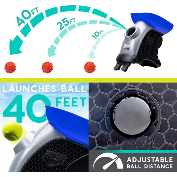 Franklin Pet Ready Set Fetch Automatic Tennis Ball Launcher Dog Toy  Official Size Tennis Ball Thrower  Interactive ToyBlueBlack