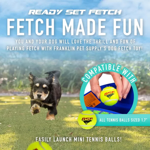 Franklin Pet Ready Set Fetch Automatic Tennis Ball Launcher Dog Toy  Official Size Tennis Ball Thrower  Interactive ToyBlueGreenWhite