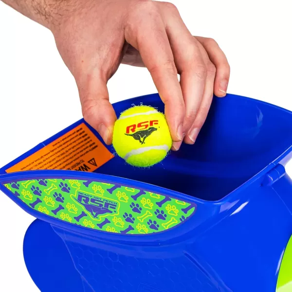 Franklin Pet Ready Set Fetch Automatic Tennis Ball Launcher Dog Toy  Official Size Tennis Ball Thrower  Interactive ToyBlueGreenWhite